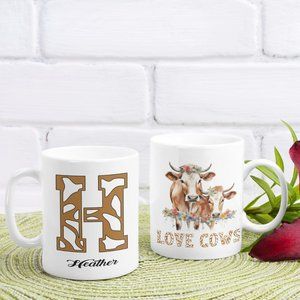 Personalized Mug, W/ Free Gift Box, Love Cows Mug,  11oz